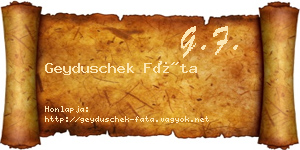 Geyduschek Fáta névjegykártya